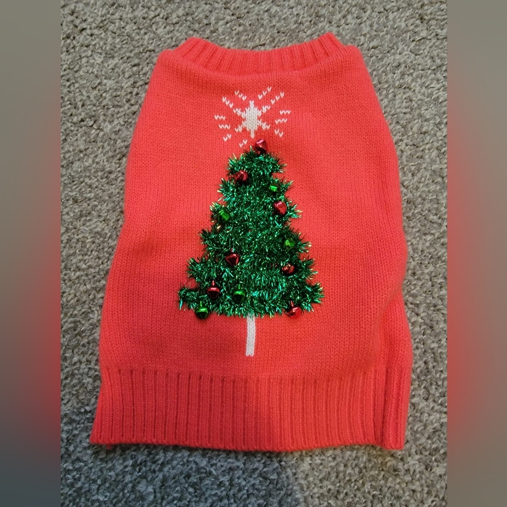 Small Dog Christmas Sweater Tree Design Bells